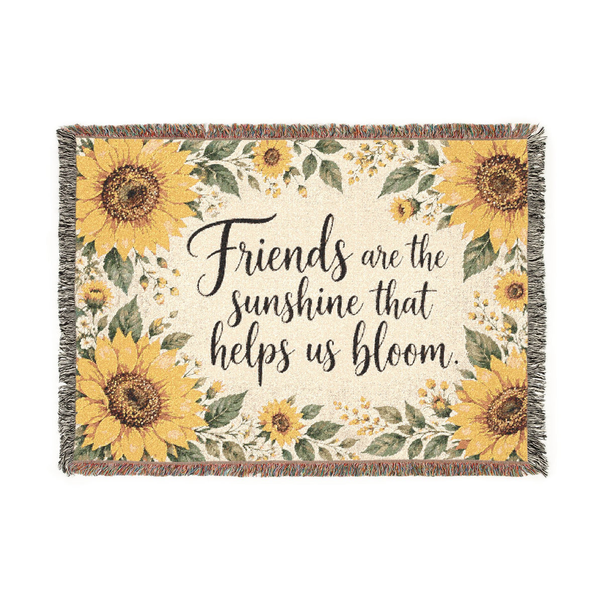 Sunflower Friends Woven Blanket — "Friends are the sunshine that helps us bloom" Throw