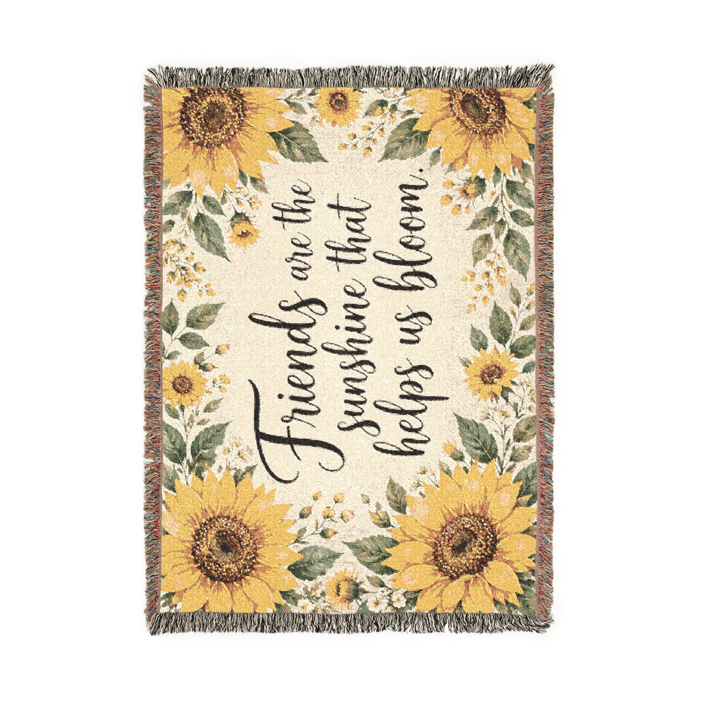 Sunflower Friends Woven Blanket — "Friends are the sunshine that helps us bloom" Throw