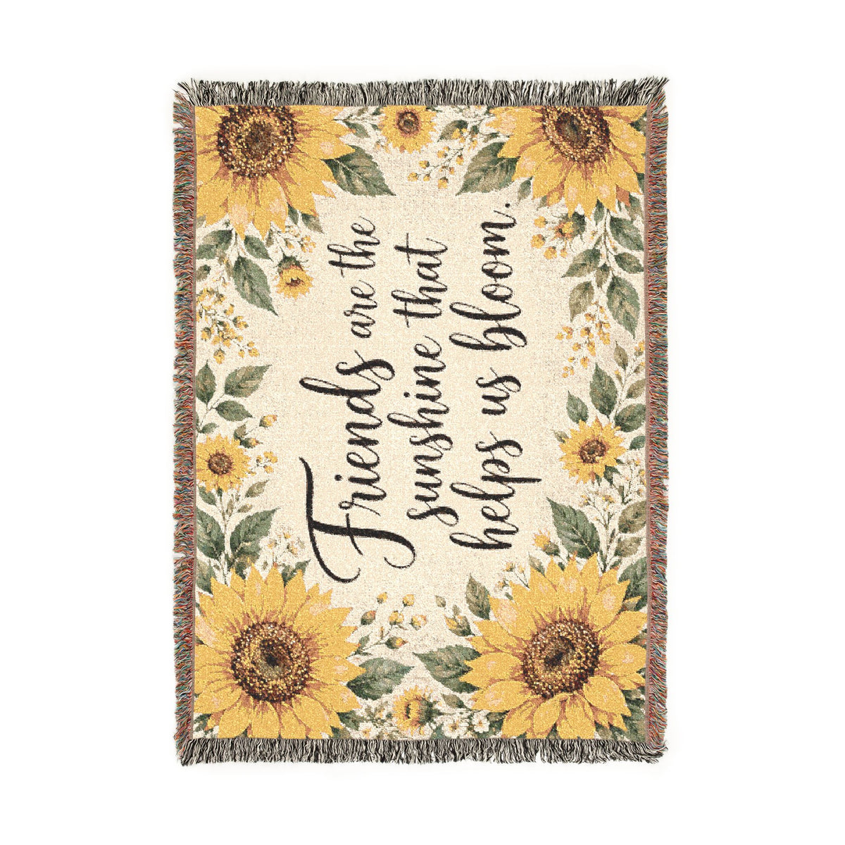 Sunflower Friends Woven Blanket — "Friends are the sunshine that helps us bloom" Throw